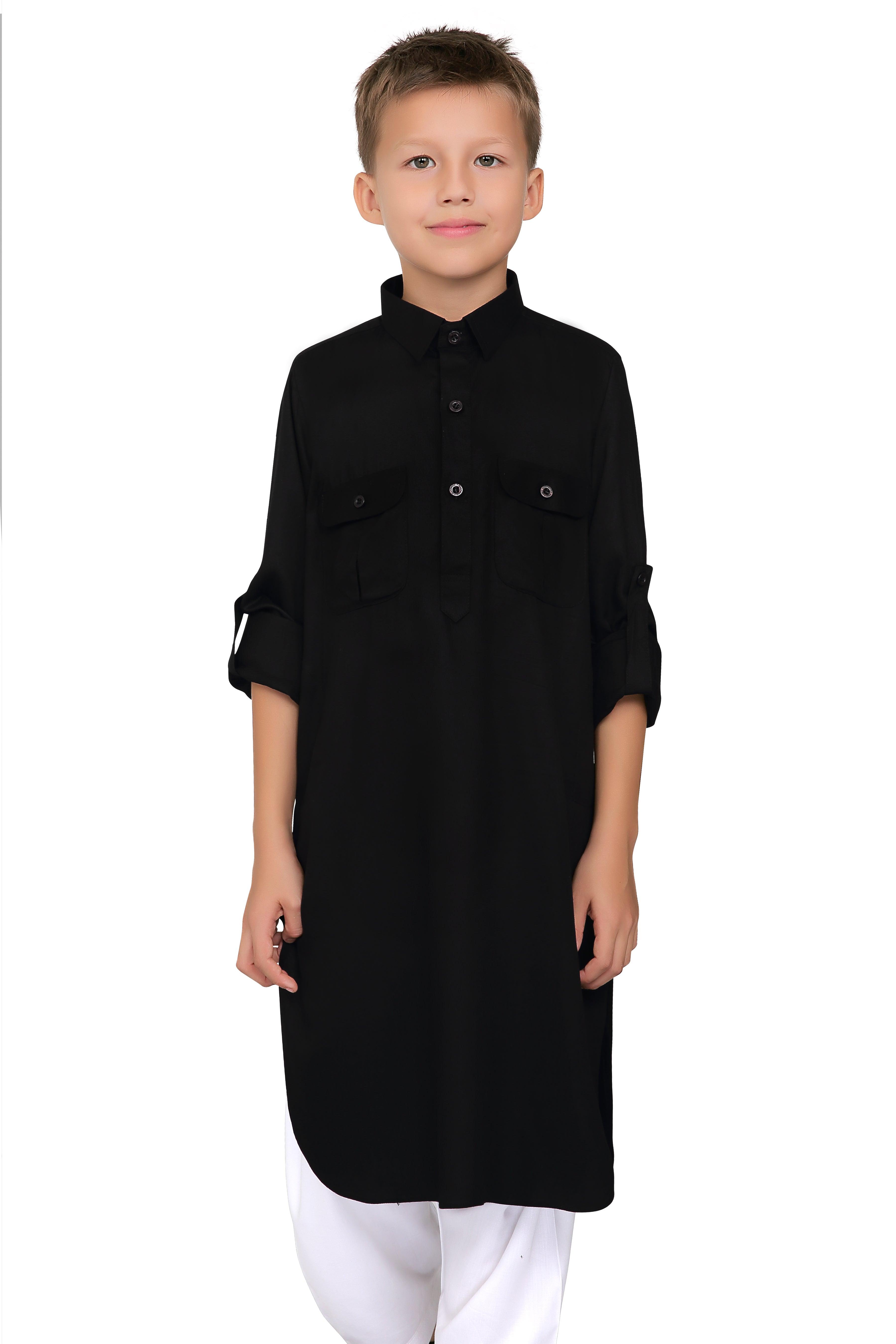 Oday Black Pathani Suit for Boys - Mashroo
