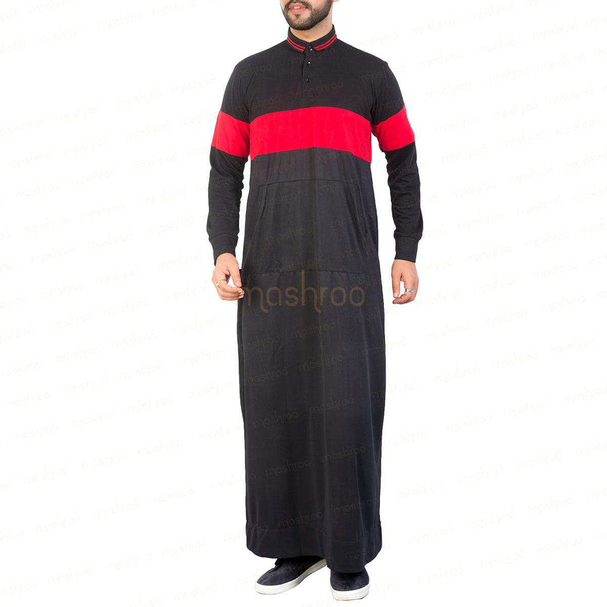 Red Black Active Thobe for Men - Mashroo