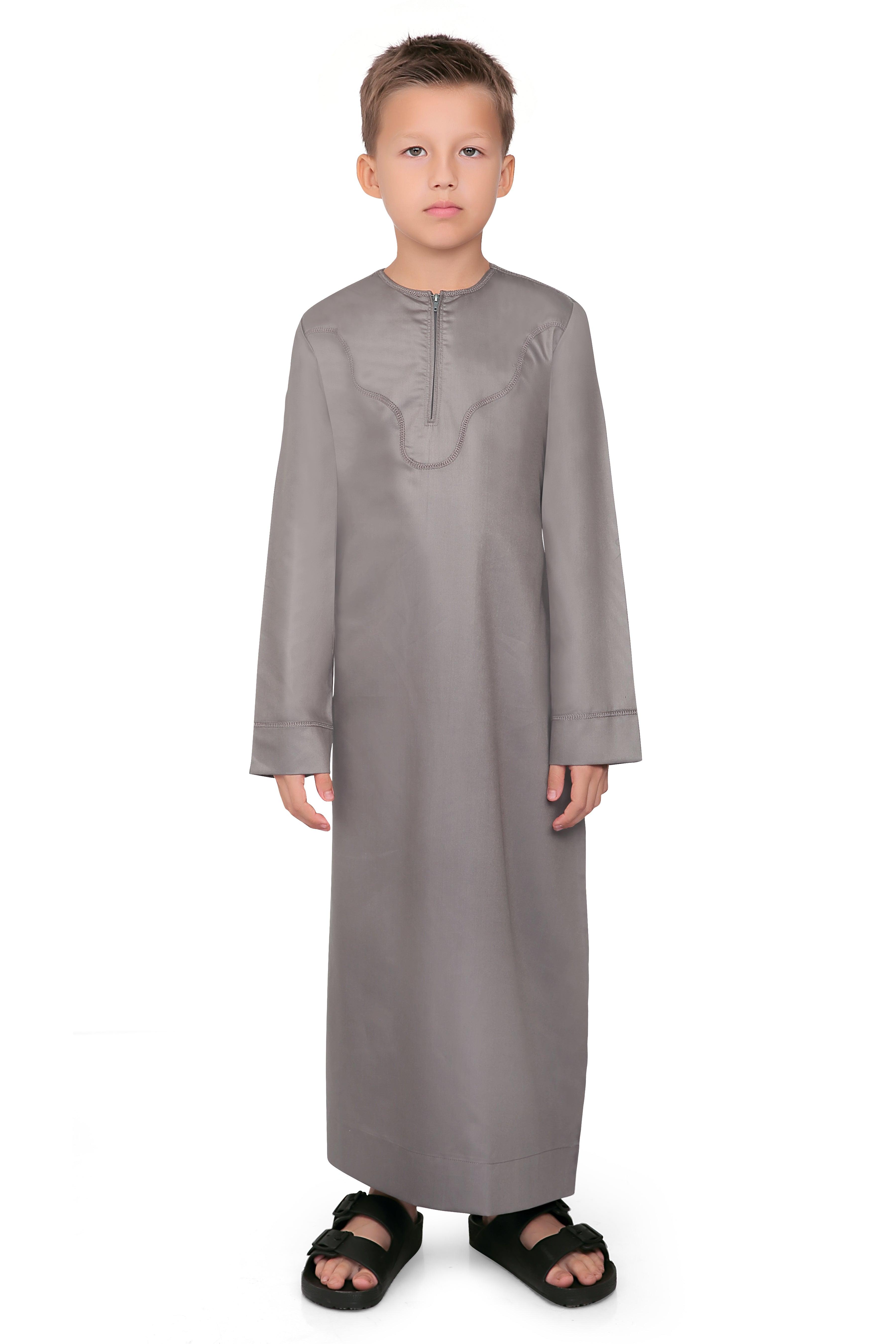 Kurvig Omani Brown Boys Thobe - Mashroo