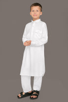 Oday White Pathani Suit for Kids - Mashroo