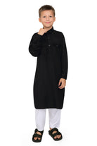 Oday Black Pathani Suit for Kids - Mashroo