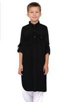 Oday Black Pathani Suit for Kids - Mashroo