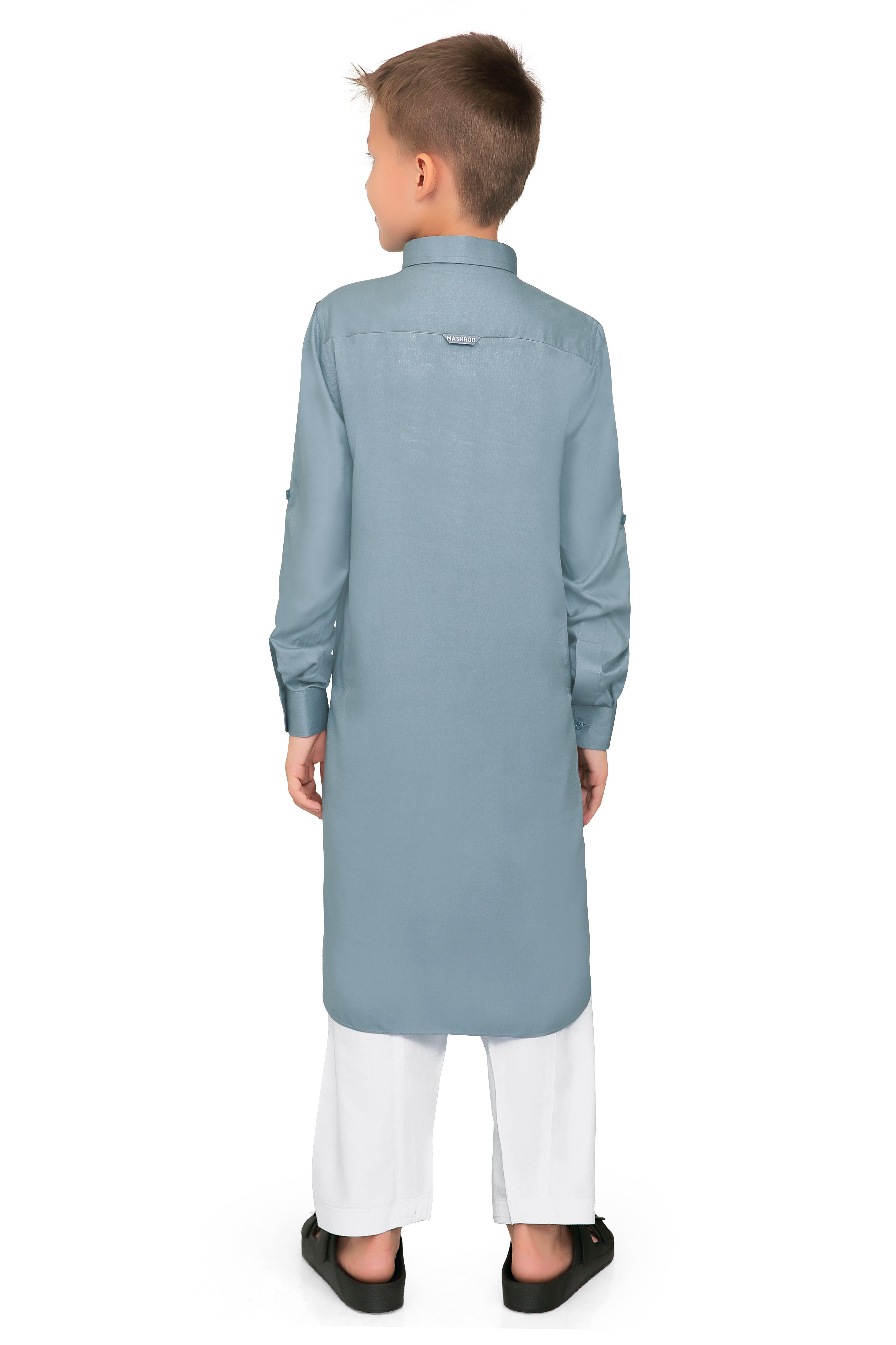 Oday Grey Pathani Suit for Boys - Mashroo