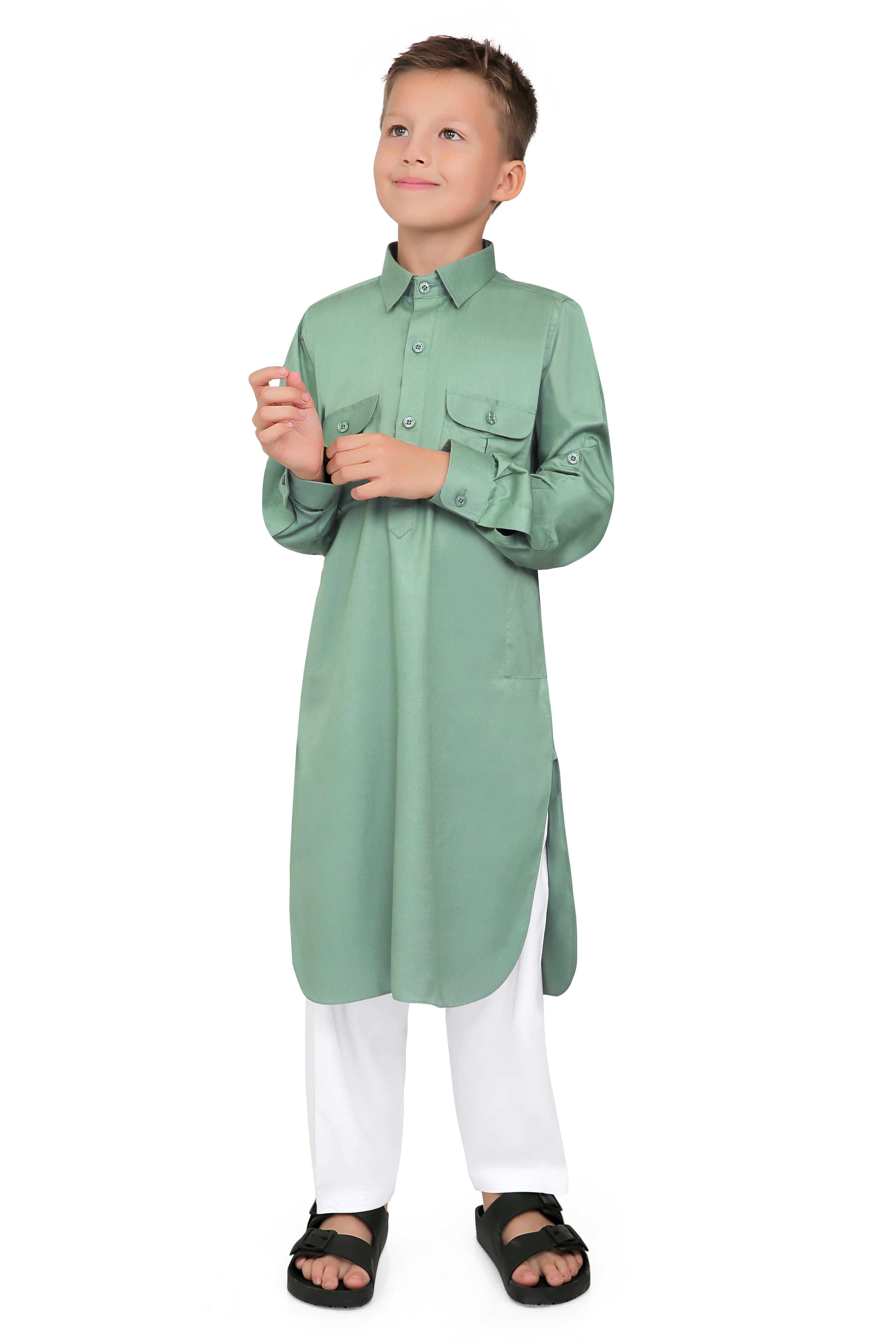 Oday Green Pathani Suit for Boys - Mashroo