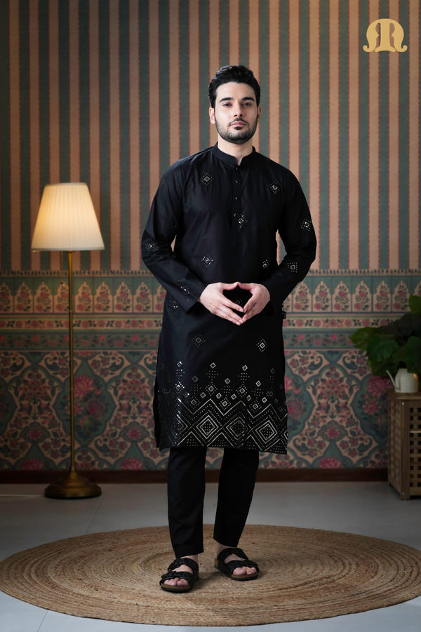 Eski Cotton Kurta Black for Men