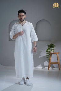 Khatibi White Moroccan Thobe For Men