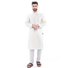 Haydos Chikan Kari Kurta Set White Men - Mashroo