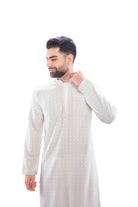 Haydos Chikan Kari Kurta Set White Men - Mashroo