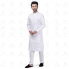 Yuksek Motif Kurta Set Men White - Mashroo