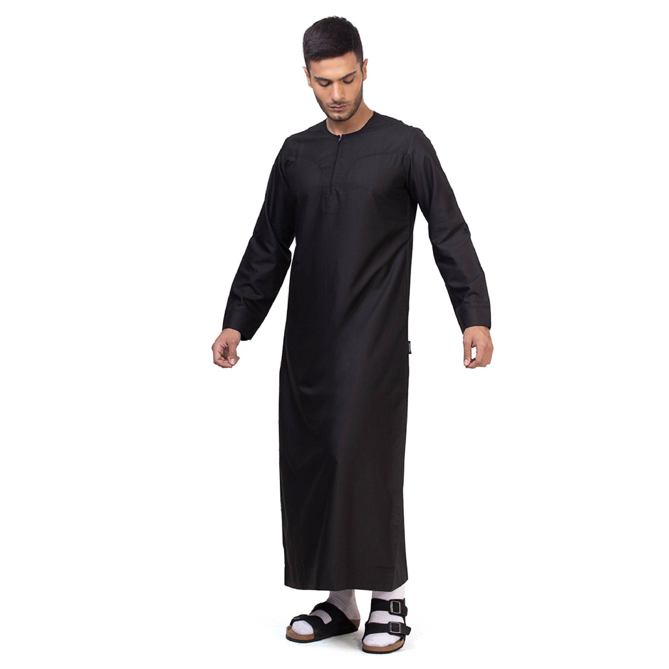 New Black Aplos Omani Thobe for Men - Mashroo