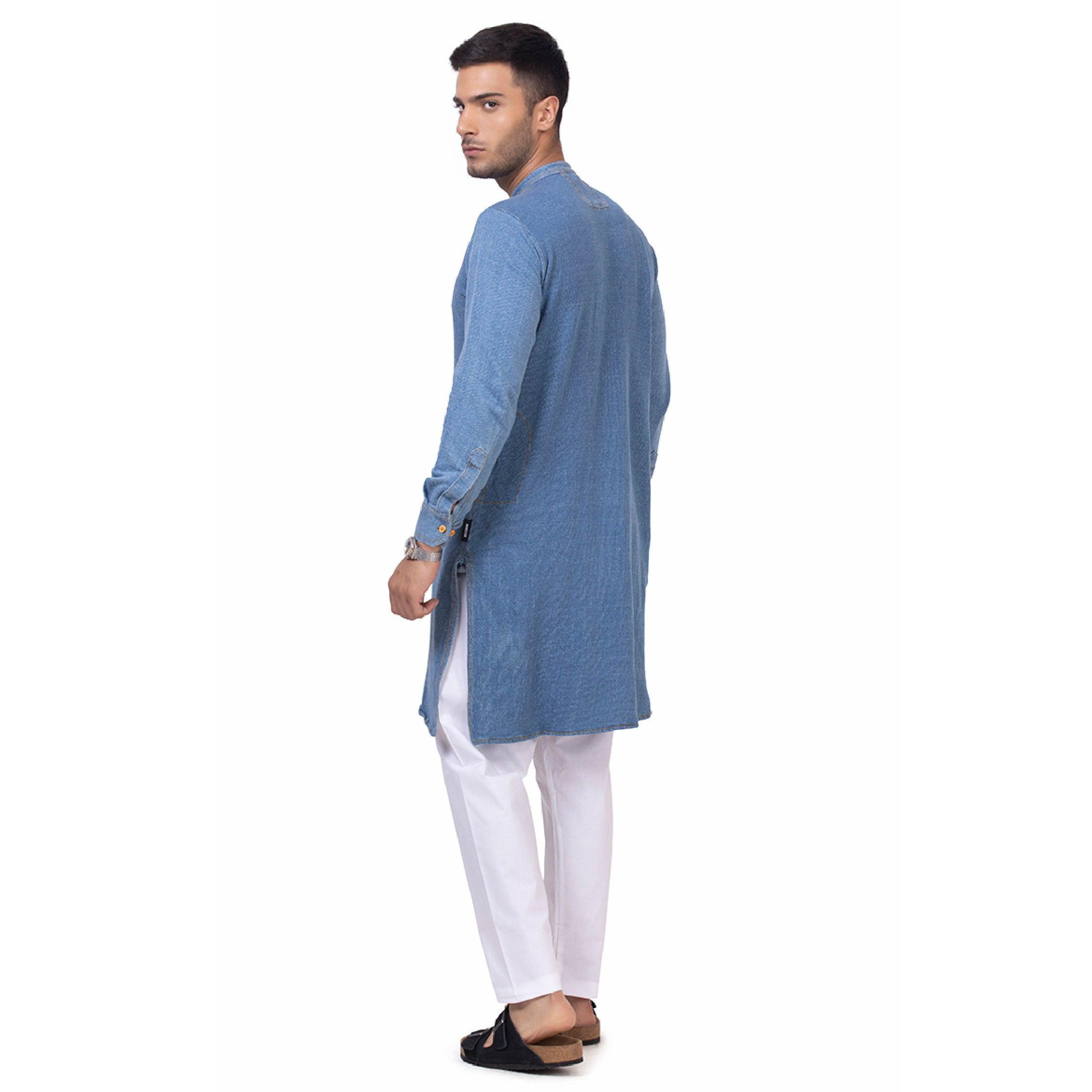 Traper Kurta Set Men Sky Blue - Mashroo