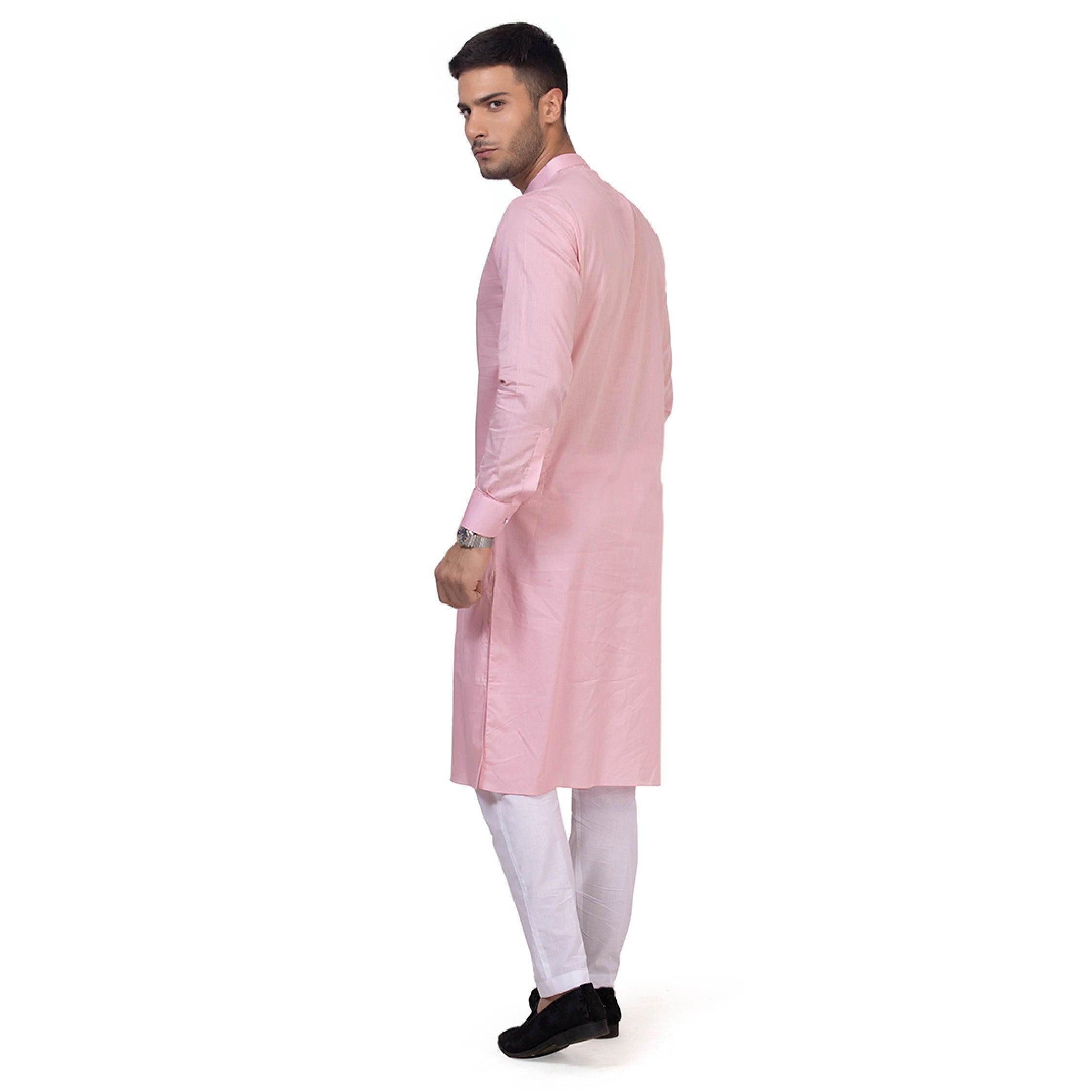 Pink Grazia Embroidered Kurta Set for Men - Mashroo